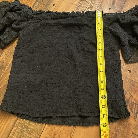 FREE PEOPLE off the shoulder black top with ruffle sleeves - Picture 6 of 6